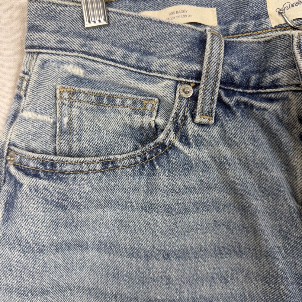 90s baggy de los 90 distressed light wash denim vintage inspired jeans 6 ripped - Picture 9 of 11
